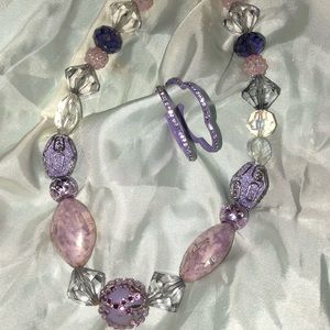 🆕Fashion purple large beaded necklace & earrings